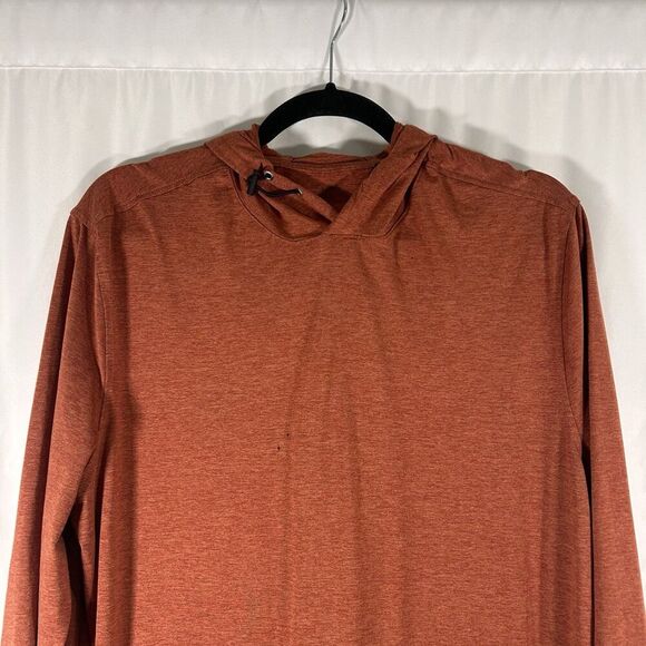 01.algo Performance Hoodie Men's Large Orange Heathered Long Sleeve Pullover - Picture 2 of 9